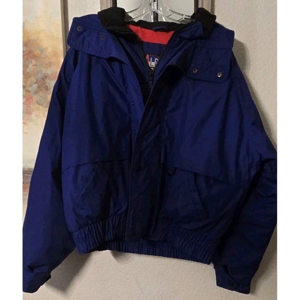 Vintage Blue Alpine Men's Ski Jacket With Hood. Size XL Blue And Black
